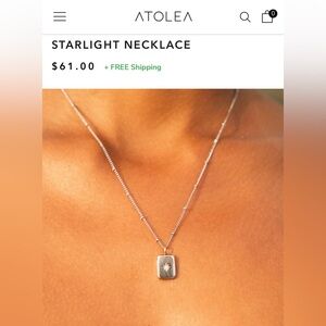 NWT Atolea Silver Starlight Necklace w storage pouch